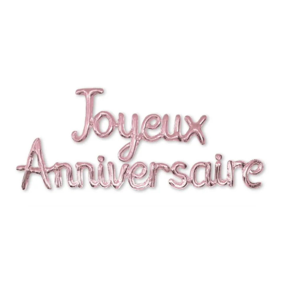 GUIRLANDE BALLONS LETTRES ANNIVERSAIRE 4.5M ROSE