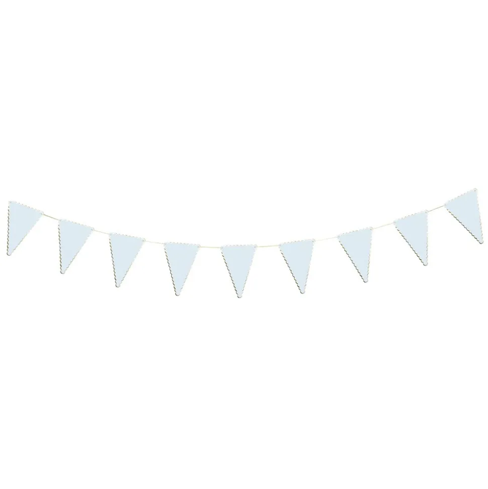 GUIRLANDE FANION FESTONNÉE BLEU PASTEL OR