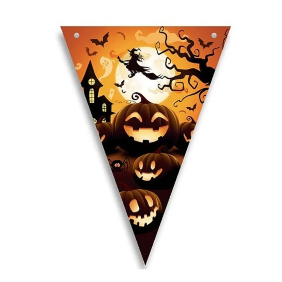 GUIRLANDE FANION PAPIER MANOIR HANTÉ 3M ORANGE