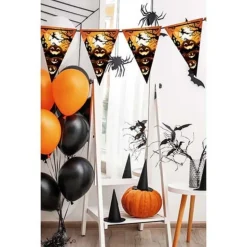 GUIRLANDE FANION PAPIER MANOIR HANTÉ 3M ORANGE