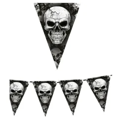 GUIRLANDE FANIONS PAPIER TÊTE DE MORT 3M