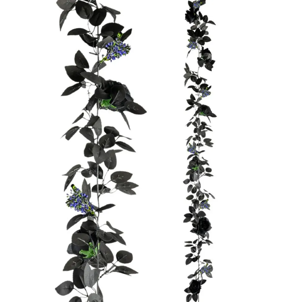 GUIRLANDE FLEURS ROSIER ARTIFICIEL 175CM NOIR