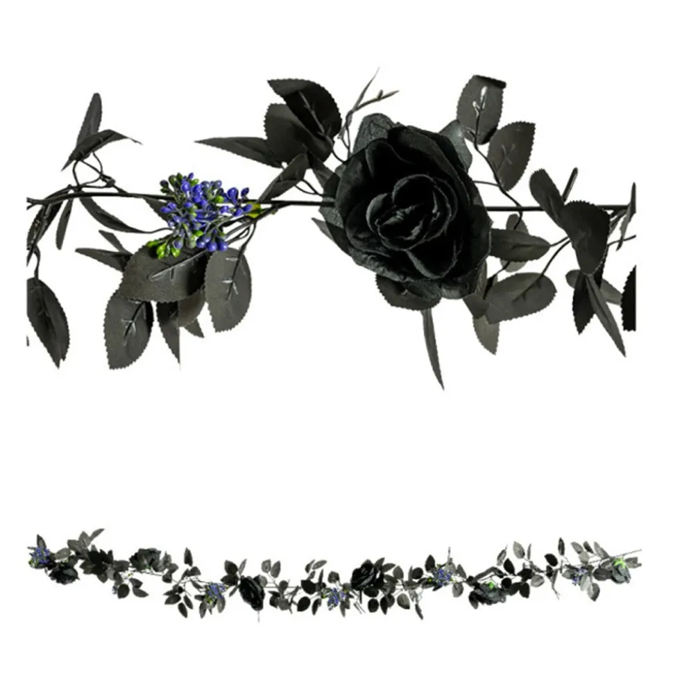 GUIRLANDE FLEURS ROSIER ARTIFICIEL 175CM NOIR