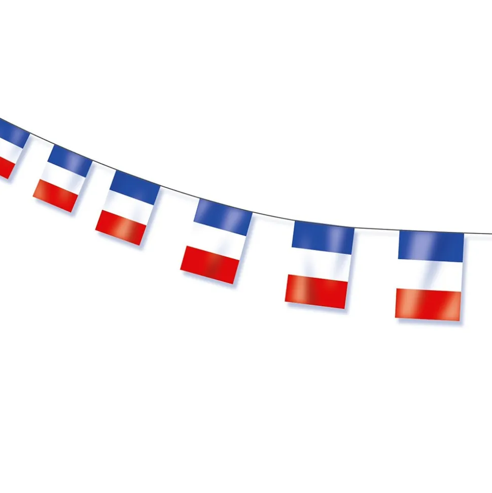 GUIRLANDE 10 PAVILLONS PLASTIQUE DRAPEAU FRANCE 5M