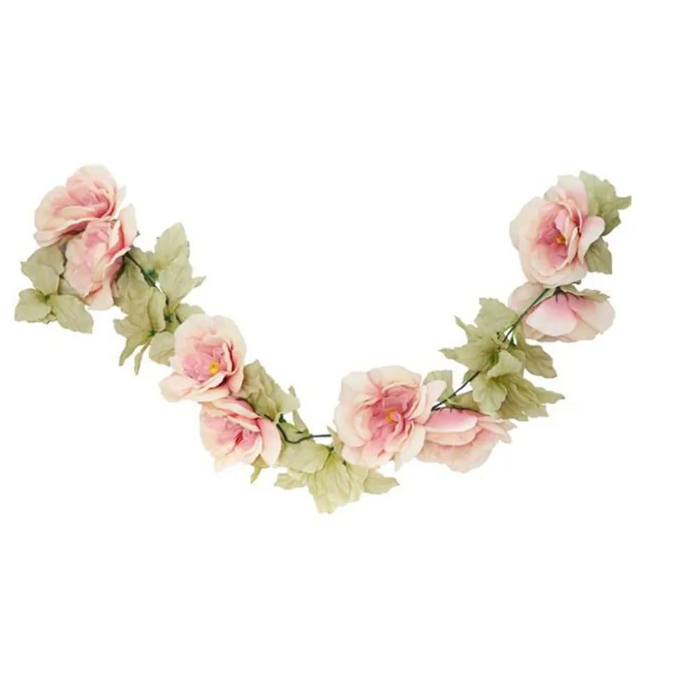 GUIRLANDE ROSES ARTIFICIELLES 220CM IVOIRE ROSE