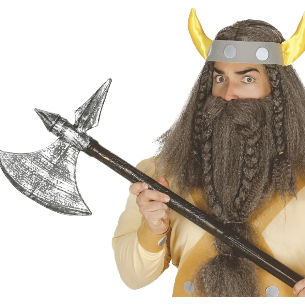 HACHE PLASTIQUE COMBAT VIKING BARBARE 83CM MARRON