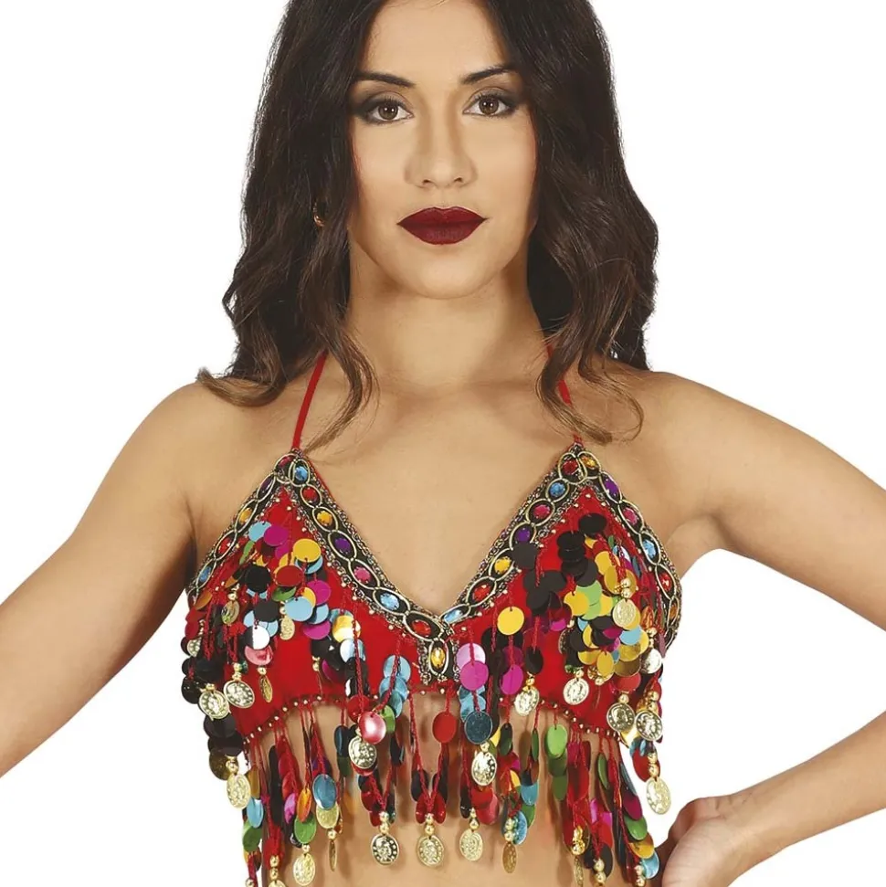 HAUT DANSEUSE ORIENTALE BOLLYWOOD ROUGE FEMME