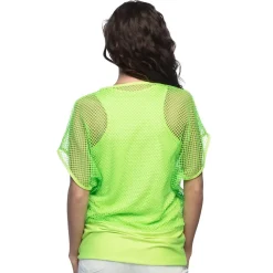 HAUT VERT FLUO DOUBLURE RÉSILLE FEMME