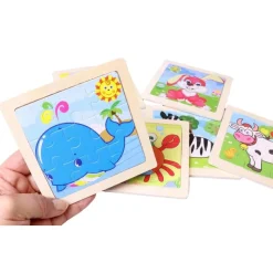 JEU BOIS PUZZLE 11X11CM 9PCES