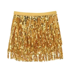 JUPE À FRANGES FESTIVE SEQUINS OR FEMME
