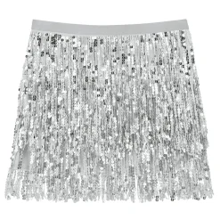 JUPE À FRANGES FESTIVE SEQUINS ARGENT FEMME