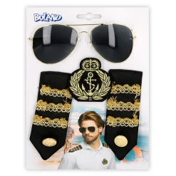KIT DÉGUISEMENT CAPTAIN LUNETTES BADGE ÉPAULETTES
