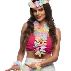 KIT DÉGUISEMENT HAWAÏEN BANDEAU COLLIER BRACELET