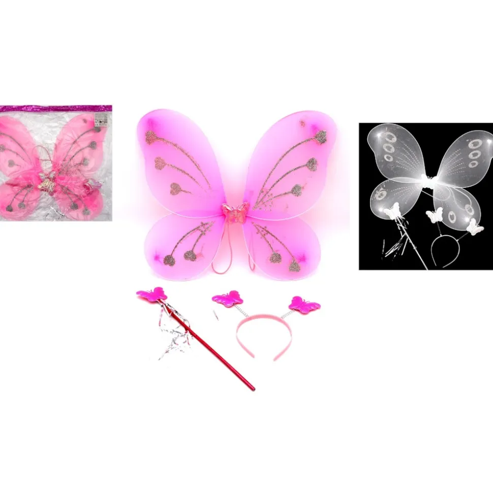 KIT FÉE PAPILLON AILES LUMINEUSES BAGUETTE DIADÈME