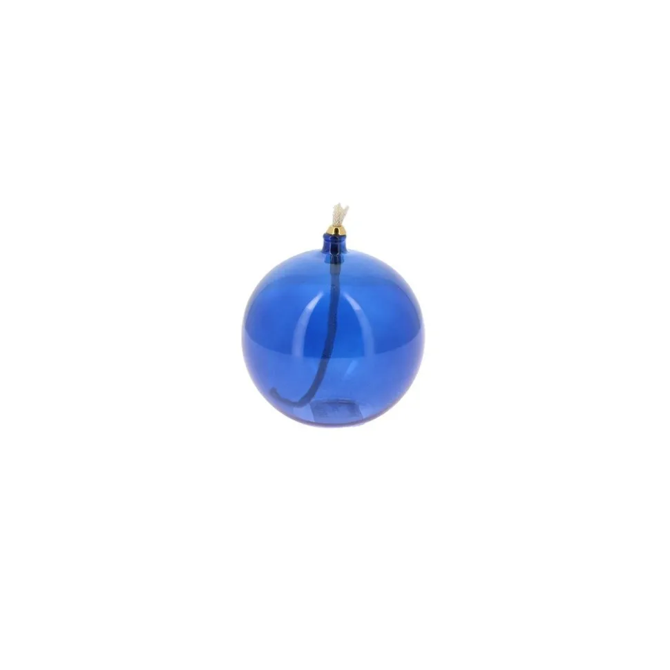 LAMPE À HUILE VERRE MÈCHE 10X10.5CM INDIGO