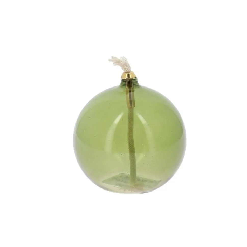 LAMPE À HUILE VERRE MÈCHE 8X8.5CM VERT PISTACHE