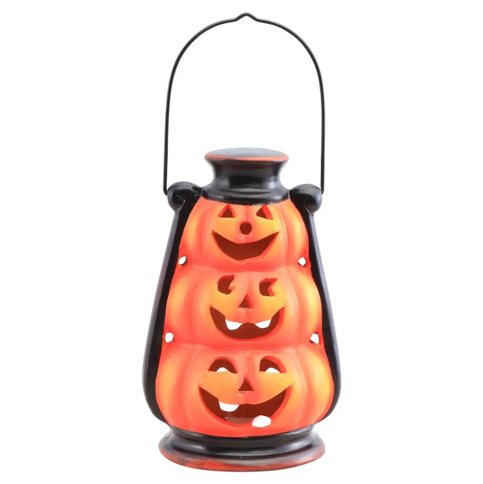 LANTERNE CITROUILLES SUPERPOSÉES LED 10.5X9X16CM