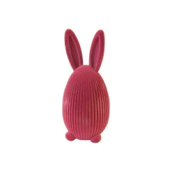 LAPIN DÉCORATIF UF RÉSINE FLOQUÉE 19.2CM FUCHSIA