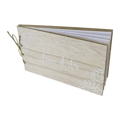 LIVRE D'OR BOIS MARIAGE VÉGÉTAL 52P 15X25CM NATURE