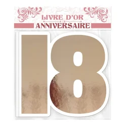 LIVRE D'OR CARTON ANNIVERSAIRE 18ANS ROSE GOLD
