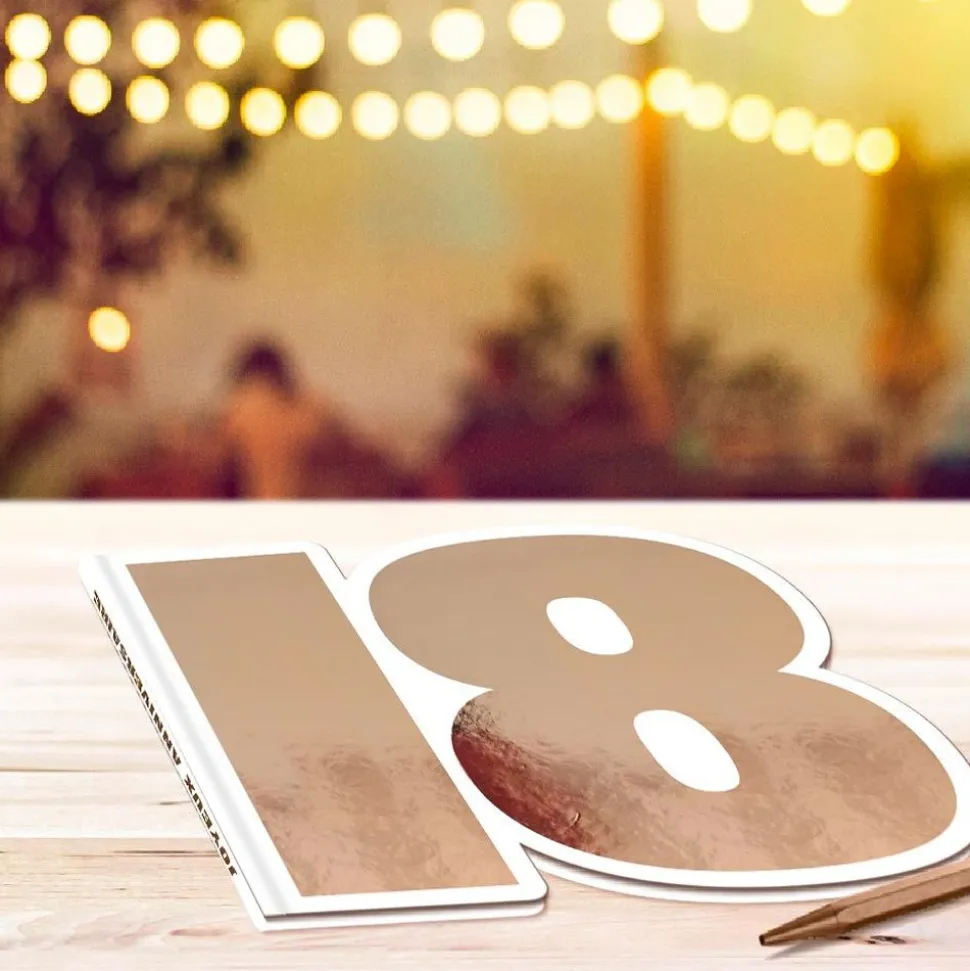 LIVRE D'OR CARTON ANNIVERSAIRE 18ANS ROSE GOLD