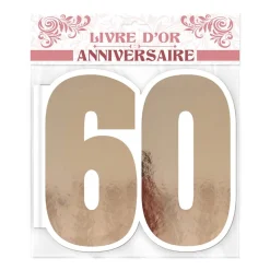 LIVRE D'OR CARTON ANNIVERSAIRE 60ANS ROSE GOLD