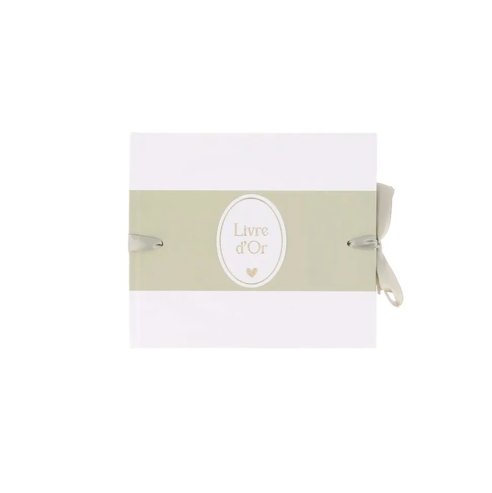 LIVRE D'OR CARTON BAPTÊME 68P 22X19CM VERT-DE-GRIS