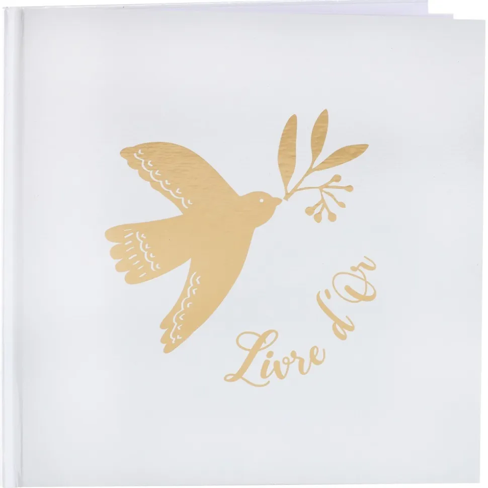 LIVRE D'OR CARTON CÉRÉMONIE BIRDY 20P 24CM BLANC