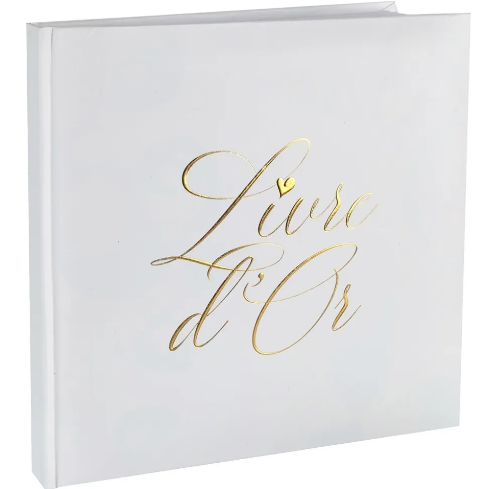 LIVRE D'OR CARTON PETIT CUR OR 20P 24CM BLANC