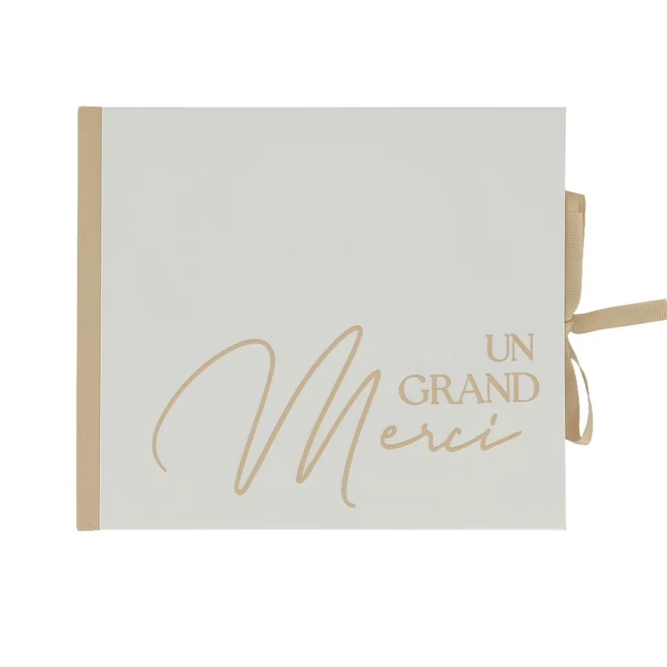 LIVRE D'OR CARTON UN GRAND MERCI 68P 22X19CM CRÈME