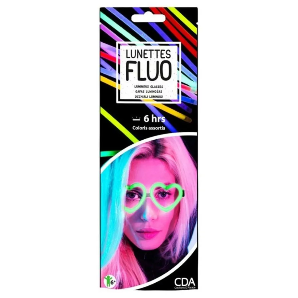 LUNETTES FESTIVES FLUORESCENTES CURS COLORÉES 6H