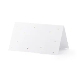10 MARQUE-PLACES BLANC POIS OR 9.5X5.5CM