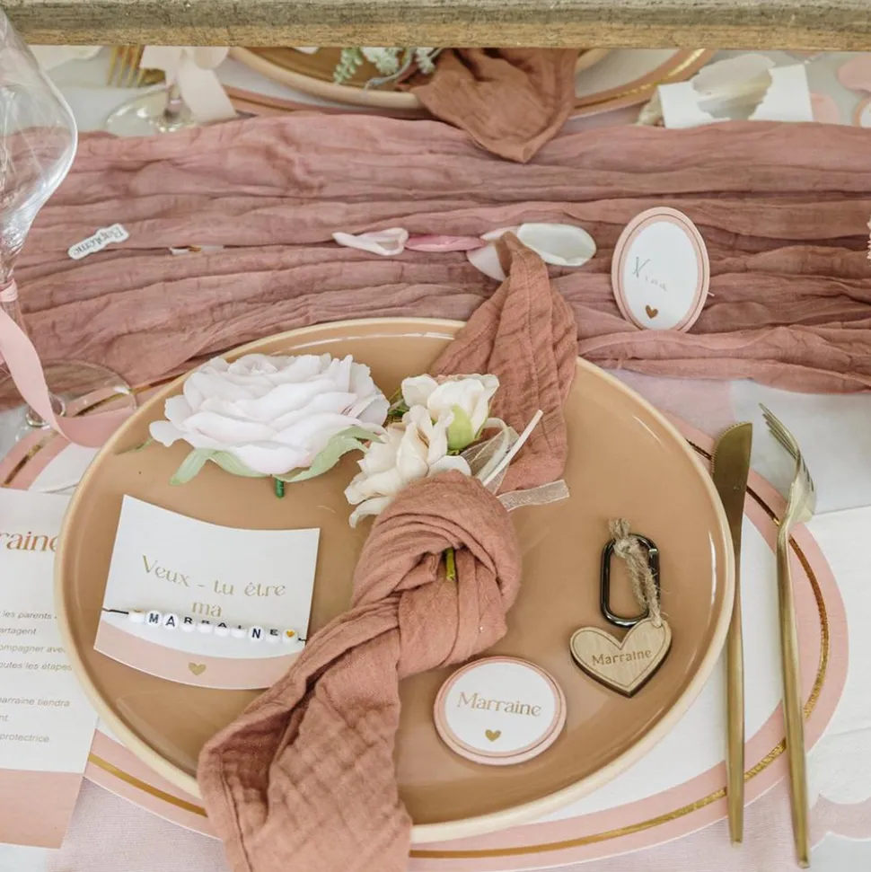 10 MARQUE-PLACES CARTON BAPTÊME 5X6.7CM ROSE