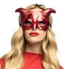 MASQUE DÉMON CORNES GLAMOUR ROUGE MÉTAL ADULTE