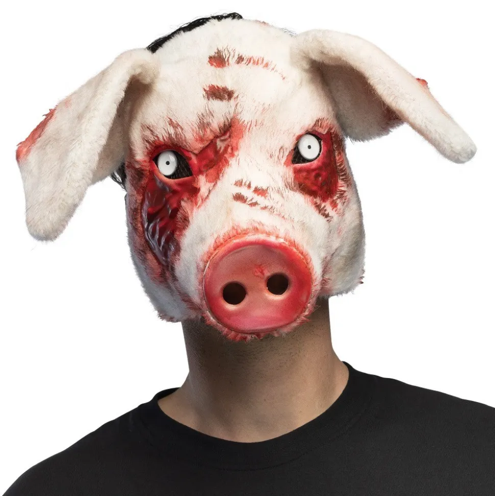 MASQUE FACIAL COCHON ENSANGLANTÉ PELUCHE ADULTE