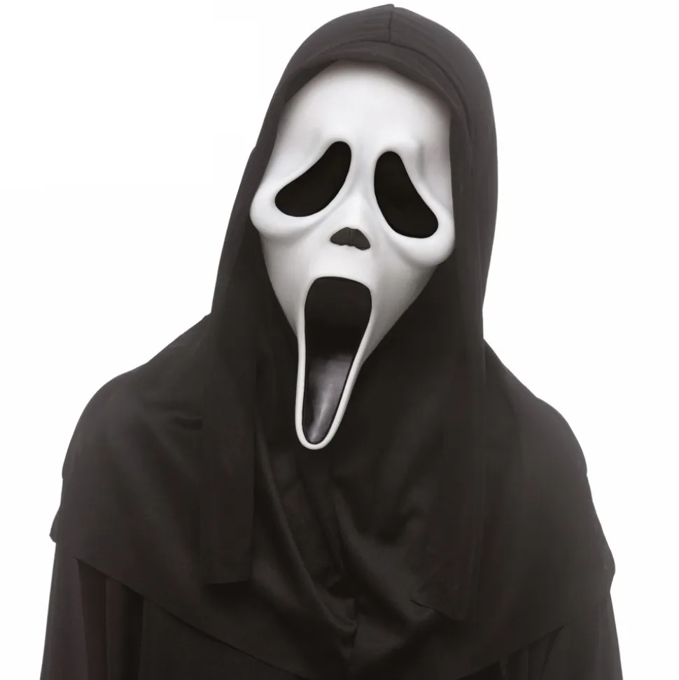MASQUE INTÉGRAL GHOST FACE CAPUCHE NOIRE ENFANT