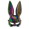 MASQUE LAPIN PVC RIGIDE IRIDESCENT NOIR ADULTE