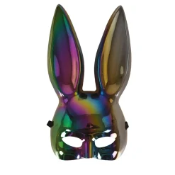 MASQUE LAPIN PVC RIGIDE IRIDESCENT NOIR ADULTE