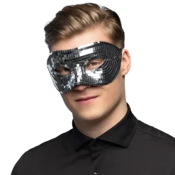 MASQUE LOUP FACETTES DISCO ARGENT ADULTE