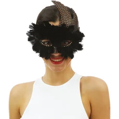 MASQUE LOUP PLUME CORBEAU CLOUS STEAMPUNK ADULTE