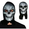 MASQUE PVC CRÂNE ARGENT CAPUCHE NOIR ADULTE