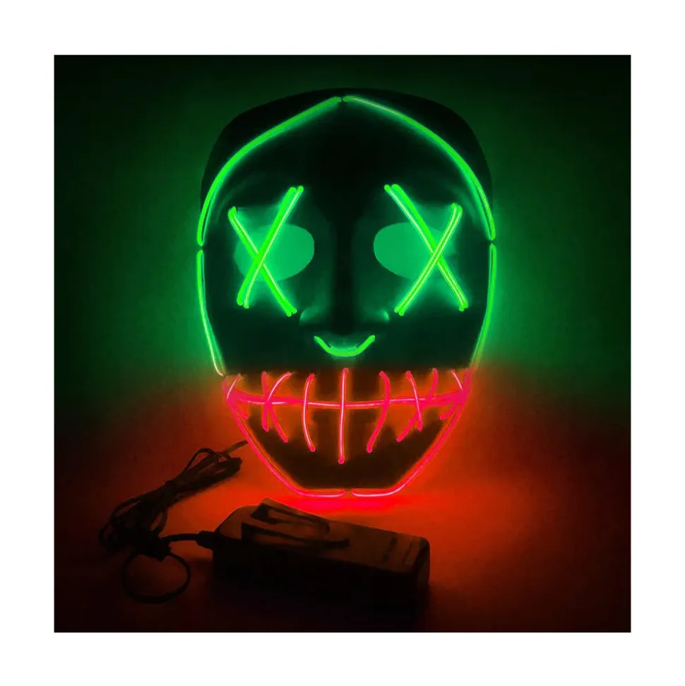 MASQUE TERRIFIANT HALLOWEEN LED VERTES ET ROUGES