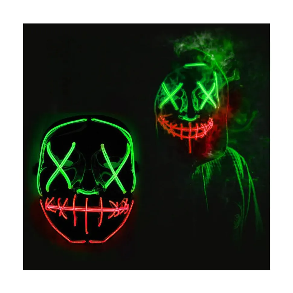 MASQUE TERRIFIANT HALLOWEEN LED VERTES ET ROUGES