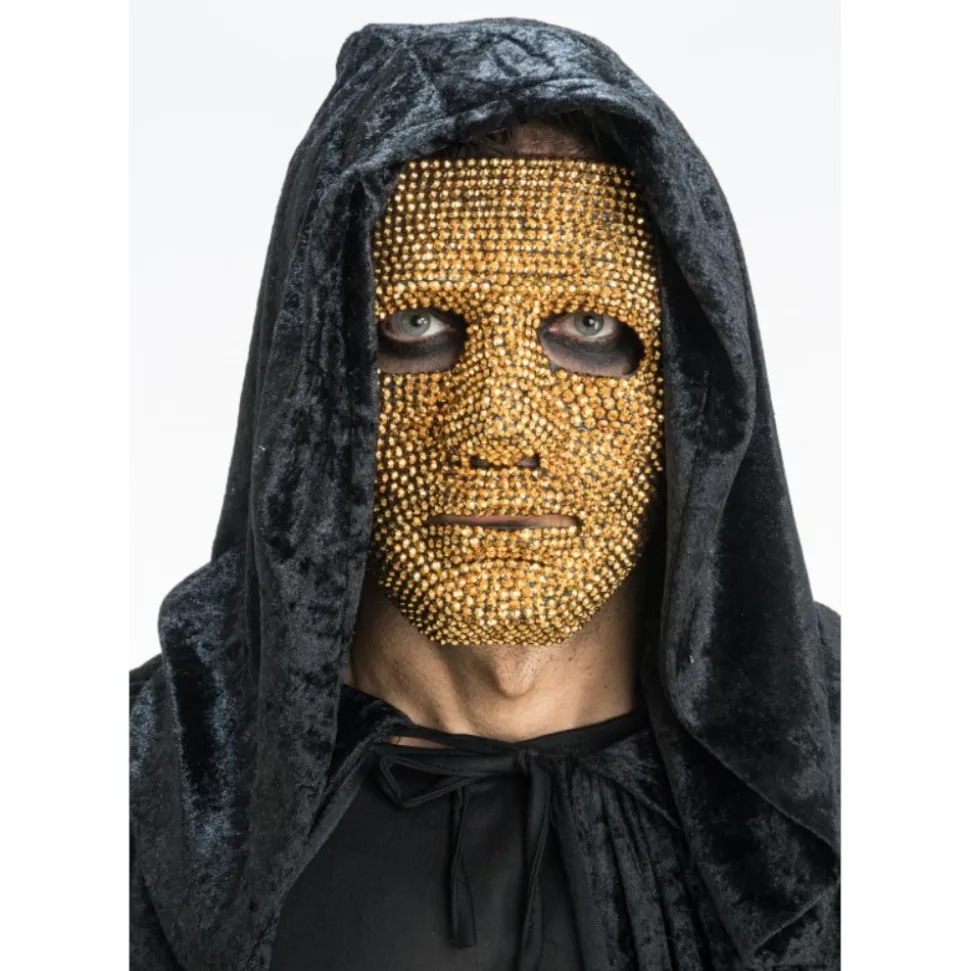 MASQUE VISAGE NO ID STRASS 17.5X17CM OR ADULTE