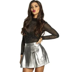 MINIJUPE ARGENT BRILLANT FEMME
