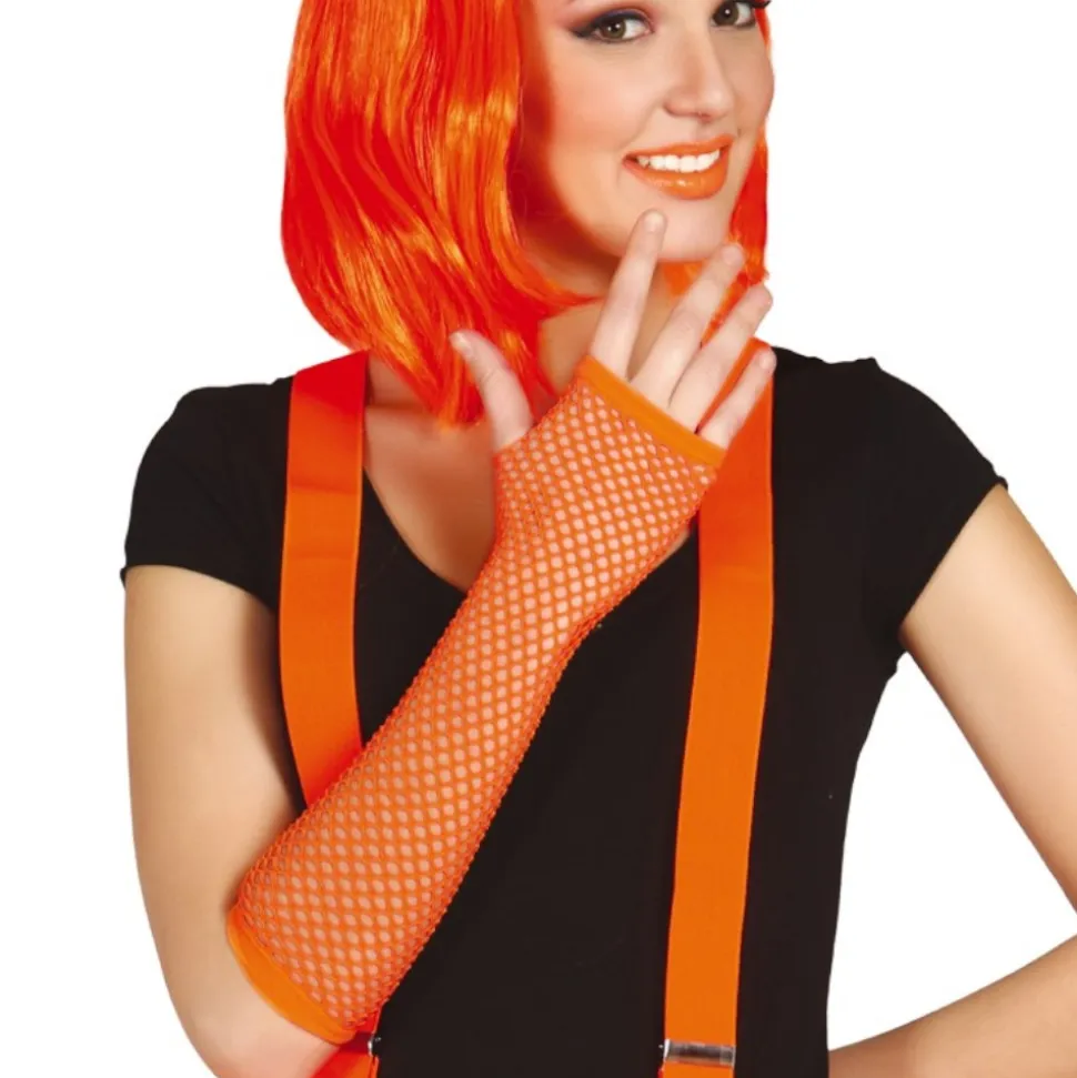 MITAINES GANTS LONGS RÉSILLES ORANGE FLUO FEMME