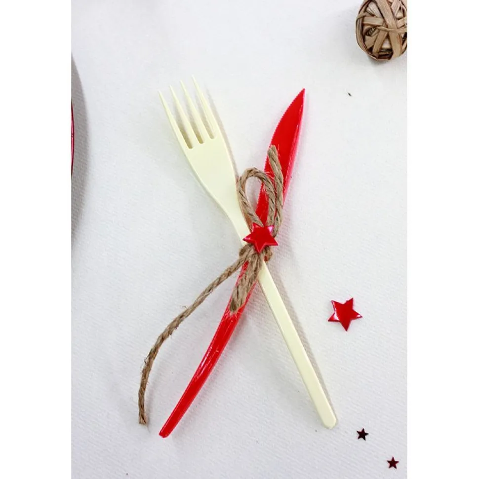 MÉNAGÈRE 30 COUVERTS DE TABLE RÉUTILISABLES IVOIRE