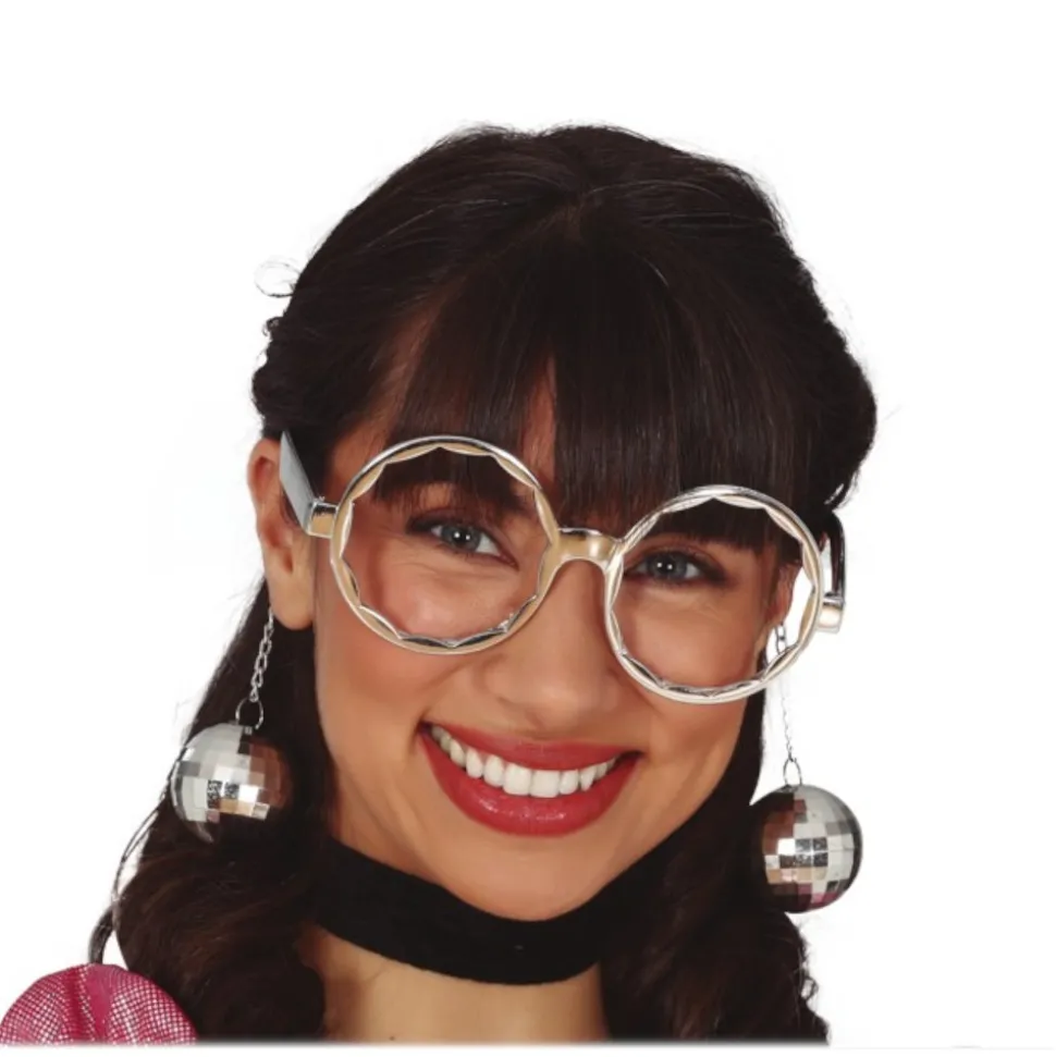 MONTURE LUNETTES DISCO BOULES À FACETTES ARGENT