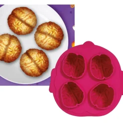 MOULE 4 BISCUITS SILICONE CERVEAU 21X18CM FUCHSIA
