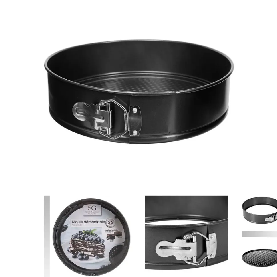 MOULE DÉMONTABLE ROND ACIER CARBONE NOIR 26CM
